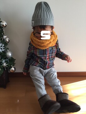 「GLOBAL WORK（グローバルワーク）のアイテム（ネックウォーマー/スヌード）」を使った、♡SO♤さん（キッズ・90cm）の冬コーディネート