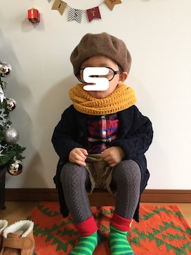 「GLOBAL WORK（グローバルワーク）のアイテム（ネックウォーマー/スヌード）」を使った、♡SO♤さん（キッズ・90cm）の冬コーディネート