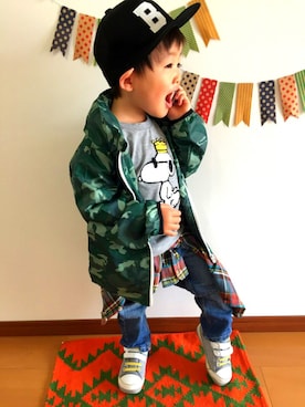 「Right-on（ライトオン）のアイテム（ナイロンジャケット）」を使った、♡SO♤さん（キッズ・90cm）の春コーディネート
