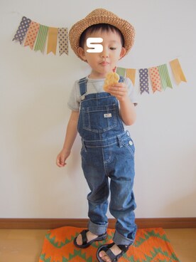 「スポサン」｜「アイテム（サロペット/オーバーオール）」を使った、♡SO♤さん（キッズ・90cm）の春コーディネート