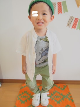 「F.O.KIDS（エフオーキッズ）のアイテム（タンクトップ）」を使った、♡SO♤さん（キッズ・90cm）の夏コーディネート