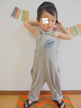 「F.O.KIDS（エフオーキッズ）のアイテム（タンクトップ）」を使った、♡SO♤さん（キッズ・90cm）の夏コーディネート