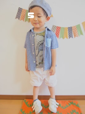 「F.O.KIDS（エフオーキッズ）のアイテム（タンクトップ）」を使った、♡SO♤さん（キッズ・90cm）の夏コーディネート