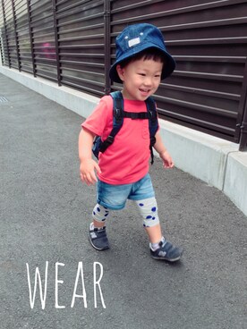 「アイテム（ハット、ブルー系）」を使った、Yuitonさん（キッズ・90cm）の春コーディネート