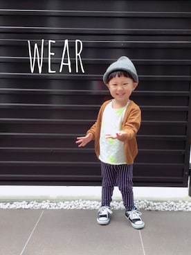 「H&M（エイチ・アンド・エム）のアイテム（カーディガン/ボレロ）」を使った、Yuitonさん（キッズ・90cm）の秋コーディネート