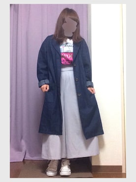 「one after another NICE CLAUP（ワンアフターアナザーナイスクラップ）のアイテム（チェスターコート）」を使った、saechiさん（レディース・144cm）の夏コーディネート