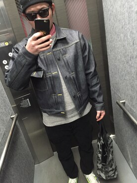 「STUSSY（ステューシー）のアイテム（デニムジャケット）」を使った、ましゅわしゅわんさん（メンズ・176cm）の秋コーディネート