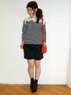 「ボーダーTシャツ」｜kettyさん（レディース・158cm）の冬コーディネート