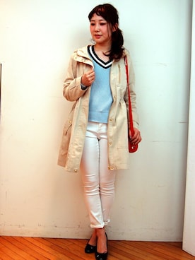 「アイテム（モッズコート）」を使った、kettyさん（レディース・158cm）の春コーディネート