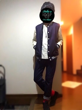 「UNITED ARROWS（ユナイテッドアローズ）のアイテム（スタジャン）」を使った、飛鷹さん（メンズ・174cm）の秋コーディネート