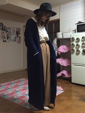 「AS KNOW AS PINKY（アズノゥアズピンキー）のアイテム（帽子）」を使った、Ayana   Shigemotoさん（レディース・160cm）の秋コーディネート