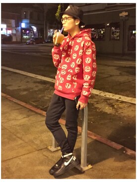 「STUSSY（ステューシー）のアイテム（ハンチング/ベレー帽）」を使った、Billy Sungさん（メンズ・170cm）の冬コーディネート