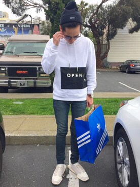 「RICK OWENS」｜「アイテム（ニットキャップ/ビーニー）」を使った、Billy Sungさん（メンズ・170cm）の春コーディネート