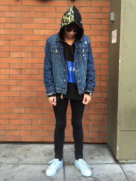 「TOPMAN（トップマン）のアイテム（デニムジャケット）」を使った、Billy Sungさん（メンズ・170cm）の春コーディネート