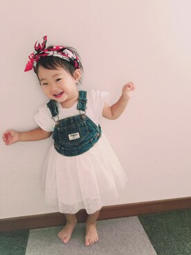 「OSHKOSH（オシュコシュ）のアイテム（ワンピース/ドレス）」を使った、akkaさん（キッズ・80cm）の秋コーディネート