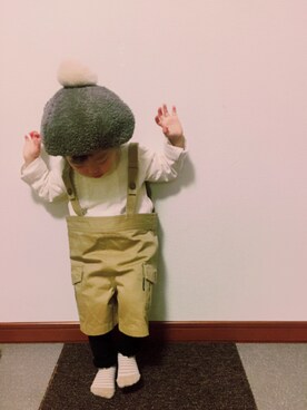 「COMME CA ISM（コムサイズム）のアイテム（オールインワン・サロペット）」を使った、akkaさん（キッズ・80cm）の秋コーディネート