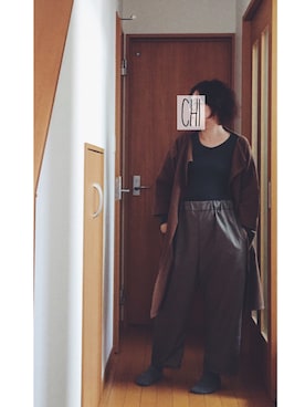 「Handmade（ハンドメイド）のアイテム（その他アウター）」を使った、チチロさん（レディース・156cm）の秋コーディネート