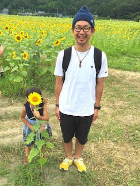 「Marc by Marc Jacobs（マークバイマークジェイコブス）のアイテム（バックパック/リュック）」を使った、chanさん（メンズ・174cm）の夏コーディネート
