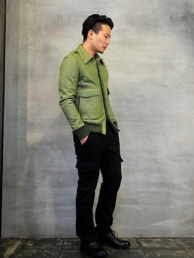 「AKM（エイケイエム）のアイテム（ブルゾン）」を使った、小田剛聖さん（メンズ・176cm）の秋コーディネート