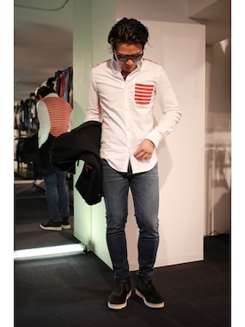 「バレンタインデートスタイル」｜「アイテム（ピーコート）」を使った、小田剛聖さん（メンズ・176cm）の冬コーディネート