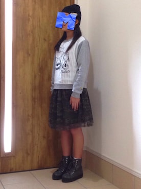 「GU（ジーユー）のアイテム（ニットキャップ/ビーニー、ブラック系）」を使った、❤️MOE❤️さん（キッズ・145cm）の秋コーディネート