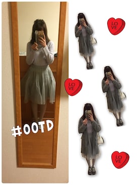 「オーガンジー」｜「アイテム（ダッフルコート）」を使った、やかかさん（レディース・159cm）の秋コーディネート