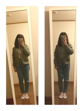 「アイテム（MA-1）」を使った、やかかさん（レディース・159cm・20代）の春コーディネート