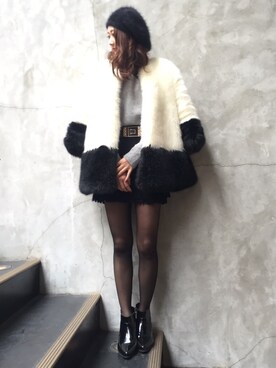 「coordinate」｜「アイテム（ノーカラージャケット）」を使った、saori_5826さん（レディース・160cm）の冬コーディネート