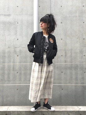 「キュロット」｜「アイテム（ブルゾン）」を使った、fukuchanさん（レディース・154cm）の冬コーディネート