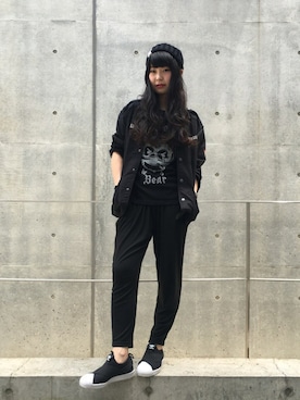「スキニー」｜「アイテム（つなぎ/オールインワン）」を使った、fukuchanさん（レディース・154cm）の春コーディネート