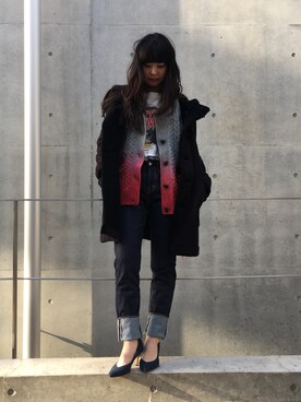 「パイル」｜「アイテム（ムートンコート）」を使った、fukuchanさん（レディース・154cm）の秋コーディネート