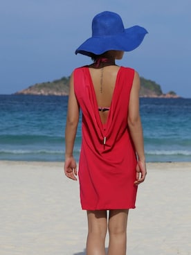 「アイテム（チュニック、レッド系）」を使った、carriechan22さん（レディース・167cm）の冬コーディネート