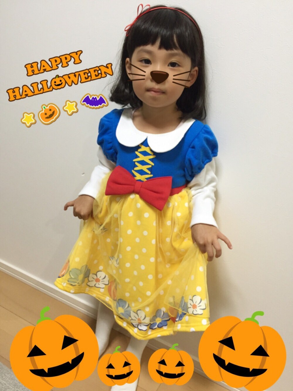 「wearhalloween2016、kids、おんなのこ、4歳、しまむら、WEAR HALLOWEEN 2016」｜「しまむらのアイテム（ワンピース/ドレス、その他）」を使った、きゃほさん（キッズ・100cm）の秋コーディネートの1枚目の写真