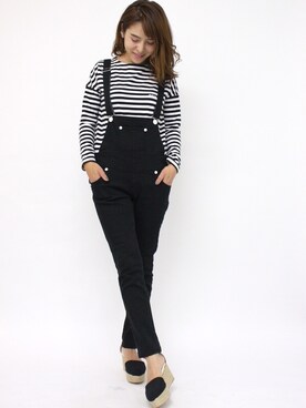 「MILKFED.（ミルクフェド）のアイテム（サロペット/オーバーオール）」を使った、MILKFED.OFFICEさん（レディース・156cm）の秋コーディネート