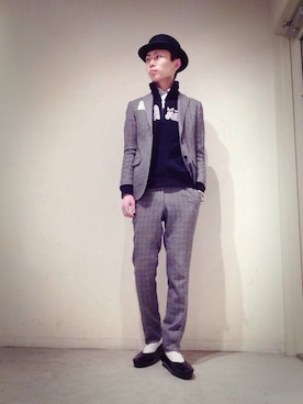 「666（シックスシックスシックス）のアイテム（帽子）」を使った、Tomohiro Yajimaさん（メンズ・173cm）の冬コーディネート