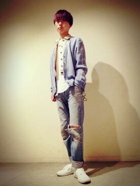 「春カラー」｜「アイテム（その他アウター）」を使った、Tomohiro Yajimaさん（メンズ・173cm）の春コーディネート