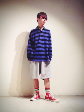 「ラガーシャツ」｜Tomohiro Yajimaさん（メンズ・173cm）の夏コーディネート