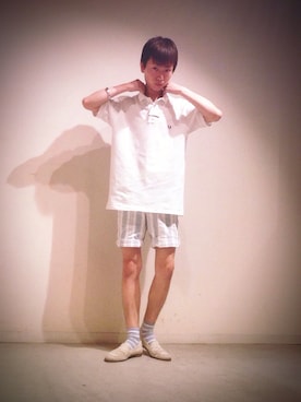 「ロールアップ」｜「アイテム（ネクタイピン）」を使った、Tomohiro Yajimaさん（メンズ・173cm）の夏コーディネート