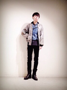 「FRYE（フライ）のアイテム」を使った、Tomohiro Yajimaさん（メンズ・173cm）の冬コーディネート