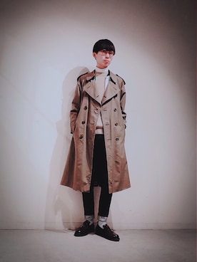「タッセルローファー」｜「アイテム（トレンチコート）」を使った、Tomohiro Yajimaさん（メンズ・173cm）の冬コーディネート