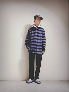 「プルオーバーパーカー」｜「アイテム（チノパンツ）」を使った、Tomohiro Yajimaさん（メンズ・173cm）の春コーディネート