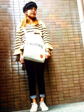 「EGOIST（エゴイスト）のアイテム（デニムパンツ、ブラック系）」を使った、maaaai♥️さん（レディース・165cm）の秋コーディネート