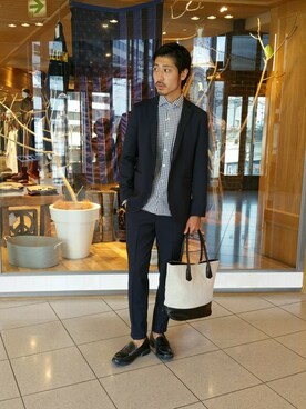 「MORGAN HOMME（モルガンオム）のアイテム（テーラードジャケット）」を使った、enoyanさん（メンズ・178cm）の秋コーディネート