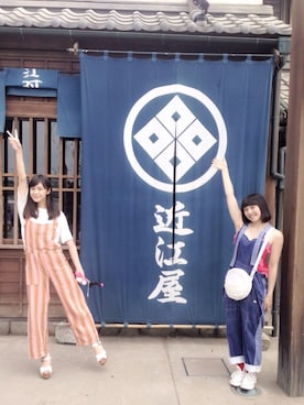 「keisuke kanda（ケイスケカンダ）のアイテム（サロペット/オーバーオール）」を使った、arinさん（レディース・156cm）の夏コーディネート