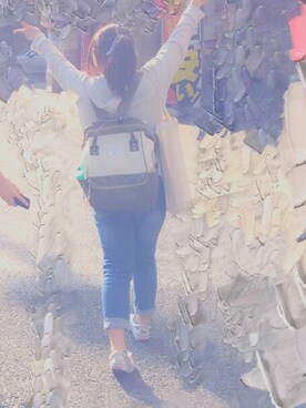 「アイテム（ヘアアクセサリー、ブルー系）」を使った、achaさん（レディース・160cm）の秋コーディネート