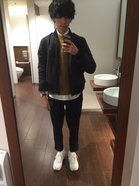 「ダニエルウェリントン」｜「アイテム（ブルゾン）」を使った、まさん（メンズ・178cm）の秋コーディネート