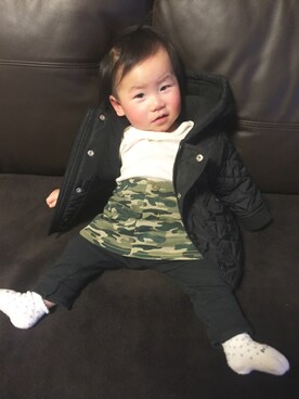 「OLD NAVY（オールドネイビー）のアイテム（ブルゾン）」を使った、niiiinaさん（キッズ・70cm）の冬コーディネート
