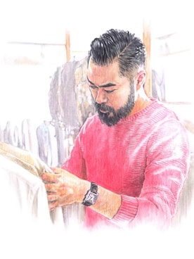 「HOMECORE（ホームコア）のアイテム」を使った、中室太輔 (muroffice)さん（メンズ・183cm）の秋コーディネート