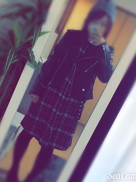 「アイテム（シャツワンピース、レッド系）」を使った、かなさん（レディース・159cm）の秋コーディネート