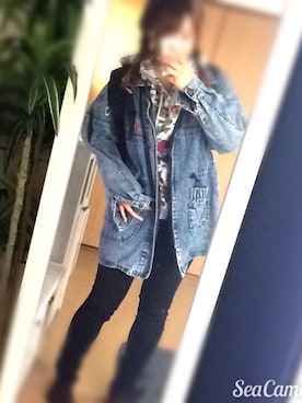 「だぼだぼ」｜「アイテム（デニムジャケット）」を使った、かなさん（レディース・159cm）の秋コーディネート